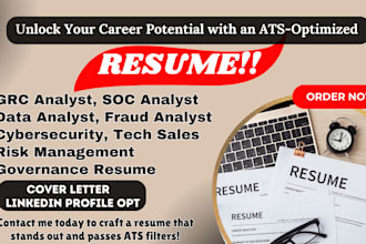 craft professional resumes for grc data analyst cybersecurity compliance role