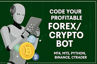 develop a profitable crypto, forex trading bot using python, binance API