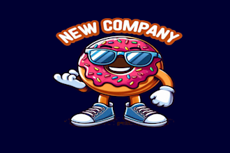 do make donut mascot design wearing shades and shoes with business