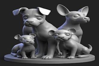 sculpt 3d animal model 3d pet puppy model and creatures stl for 3d printing