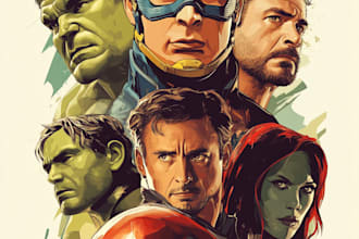draw superhero comic book illustration marvel or dc comic