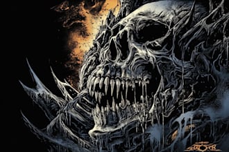make dark art, horror or skull illustration tshirt design