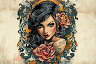 create amazing traditional or old school tattoo style design