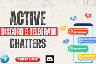 chat and engage in your discord server, telegram group chat provide 15 chatters