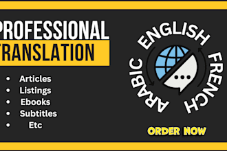 professionally translate in english, french and arabic