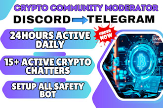 be your telegram community moderator discord chat serve manager for memecoin