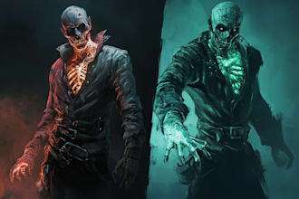 draw scary horror creature and fantasy character concept art