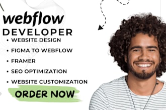 design or develop webflow website, figma to webflow, fix webflow website, framer