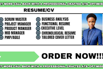 write a mid manager resume project manager, agile scrum master, pmp, HR manager
