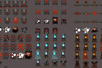 do 2d pixel art character 8 bit 16 bit animation, nature pixel art sprite sheet