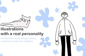 draw playful and naive style illustrations with personality
