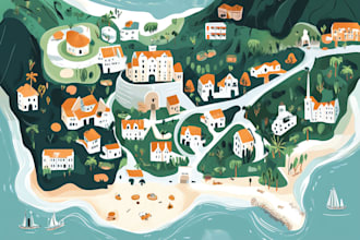 draw vector map, site map, city map, svg map in 3d or 2d