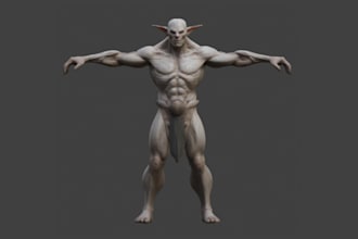mold 3d monster creature, 3d horror for game, rig for ue5,fur texture, animation