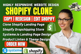 clone shopify dropshipping store, systeme io sales funnel, shopify landing page