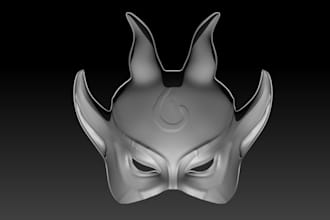 3d stl helmet file,3d mask,3d printable head bust model, kitsune statue 3d armor