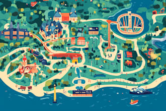 draw a vector maps, festival maps in illustrator