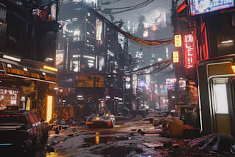 design cyberpunk city concept art illustration