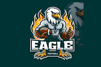 do make eagle football mascot logo design with unlimited review