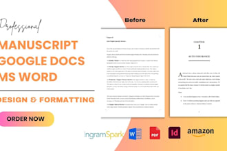 do manuscript formatting, ms word, google docs amazon paperback book formatting