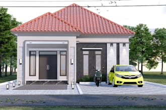 model old building, apartment design, landscape, vectorwork, facade,lobby render