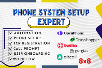 setup ringcentral twilio 8x8 grasshopper aircall ooma tcr IVR ai phone system