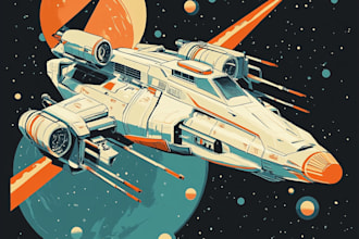 do design sci fi art and spaceship illustration design
