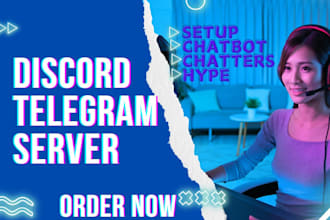 setup discord telegram server, chat and engagement, discord tlg chatters, hype