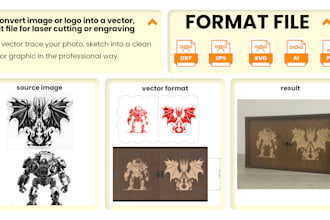 convert image or logo into a vector edit file for laser cutting or engraving cnc