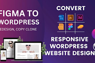 convert figma to wordpress website, psd to website figma to elementor design