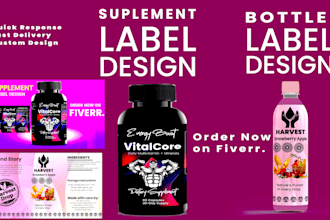 design supplement labels, bottle label, product label and packaging