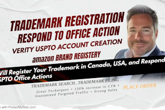 register your trademark in canada, USA and  respond to uspto office actions