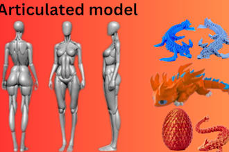 sculpt 3d bjd 3d articulated model flexi design model toy design for 3d printing