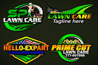 draw professional landscape and lawn care service logo