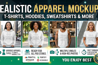 create realistic t shirt mockup and apparel mockup