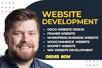 design wordpress business website, woocommerce, framer, odoo, wix, shopify