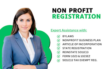 register your nonprofit, reinstate 501c3 tax form exempt 1023 1023ez bylaw