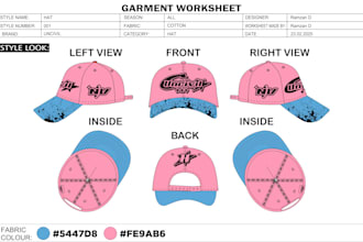 create mock up and techpack for hat and cap