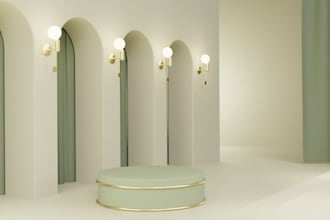3d product studio scene,3dstage,photorealistic render,vectorworks,lighting setup