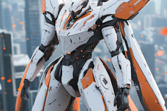 draw illustration and concept art of futuristic mecha