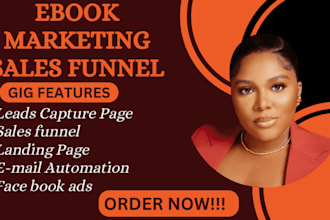 design ebook sales funnel, landing page and book promotion