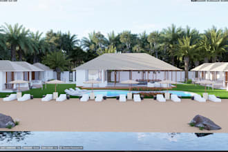 do 3d exterior design of residential building and commercial building