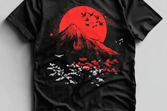 make a awesome japanese artwork for t shirt etc