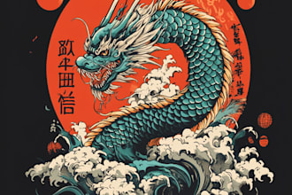 do anime or japanese art digital illustration for t shirt