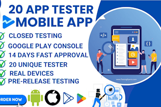 provide 20 app testers 20 android ios app testers dating app game app review