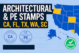 architectural stamp, city permit, ca, florida permit pe stamp, texas wa sc stamp
