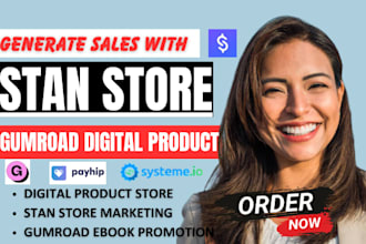 setup stan store, stan store marketing, gumroad digital products ebook promotion