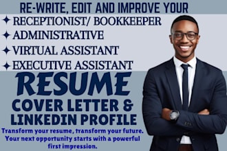write VA, marketing, executive, data entry customer service, secretary resume