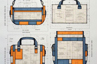 design hand bag, tote bag, purse bag, bags and bag tech pack