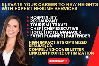 winning resumes for hospitality, restaurant, chef, hotelier, tourism roles