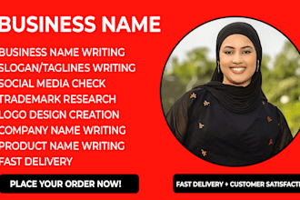 write business name and slogan,  product name